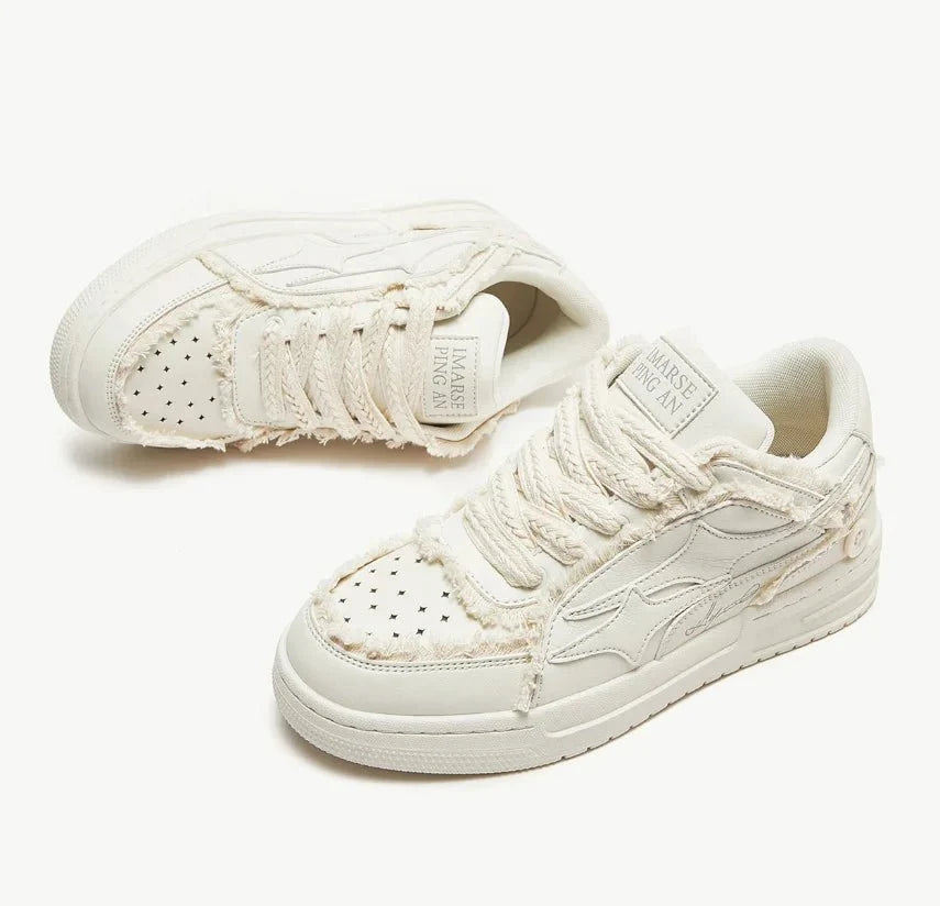 Retro Star Leather Sneakers by TrendLux Wear, unisex casual shoes featuring a star design, suitable for men and women.