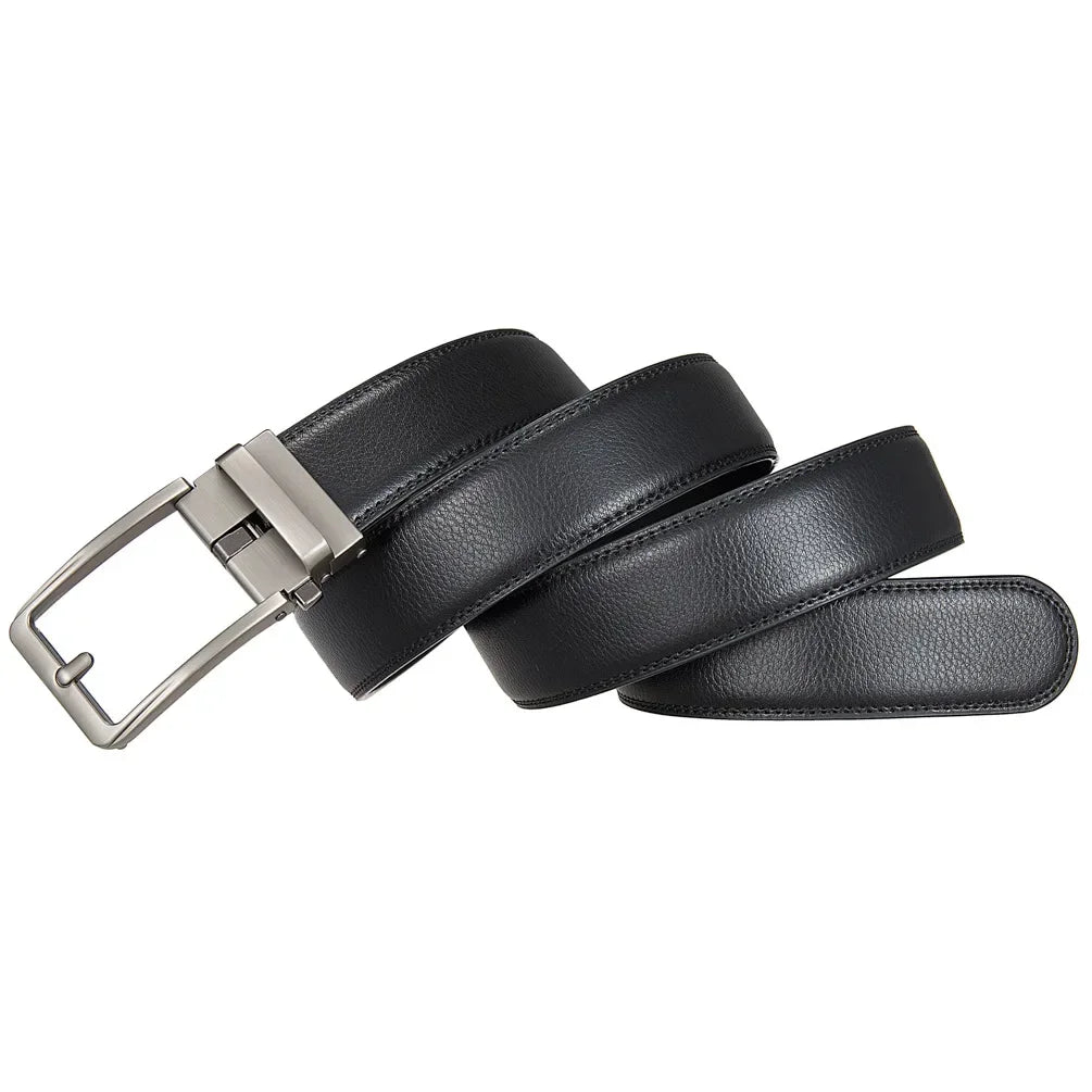 Men's genuine leather belt with luxury automatic buckle in brown and black, adjustable 105–170cm by TrendLux Wear