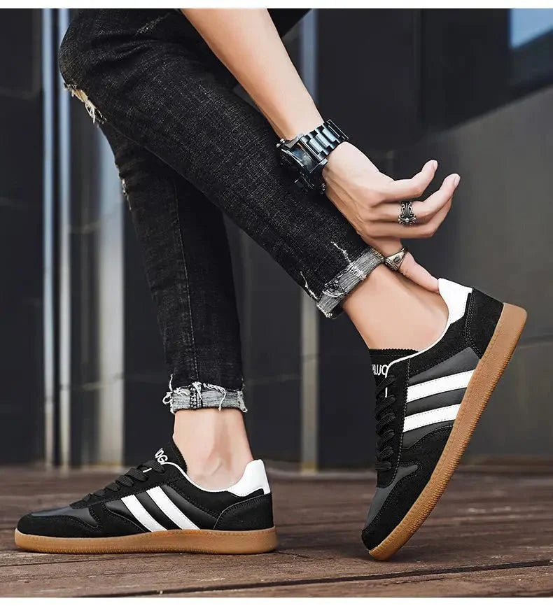 Men's TrendLux Wear thick-sole striped board sneakers with casual style and modern design.