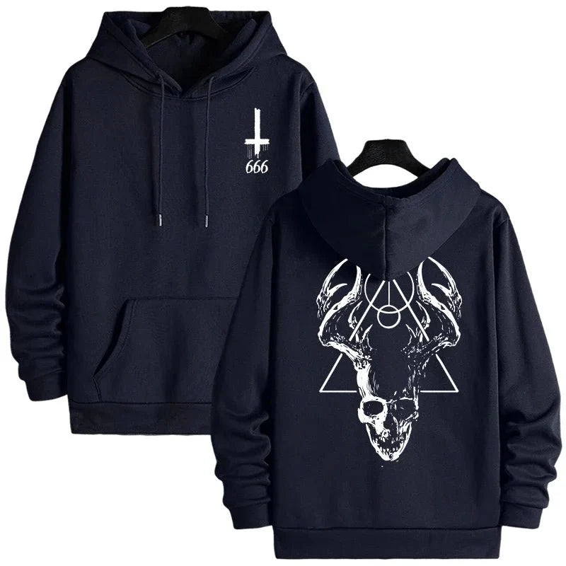 Men's TrendLux Wear hoodie, warm casual streetwear sweatshirt in gray with front pocket, perfect for autumn and winter.