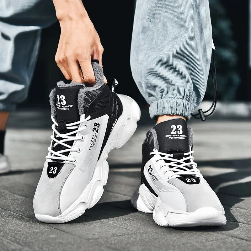 Men's Waterproof Winter Plush Sneaker Boots – Non-Slip Warm Snow Shoes