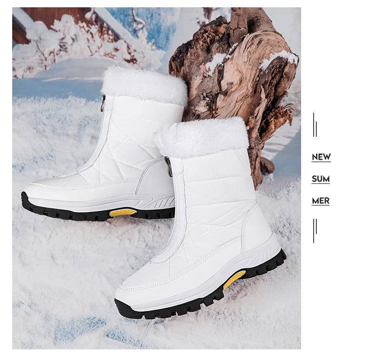 Women’s Fleece-Lined Winter Snow Boots – Non-Slip Warm High-Top Walking Boots