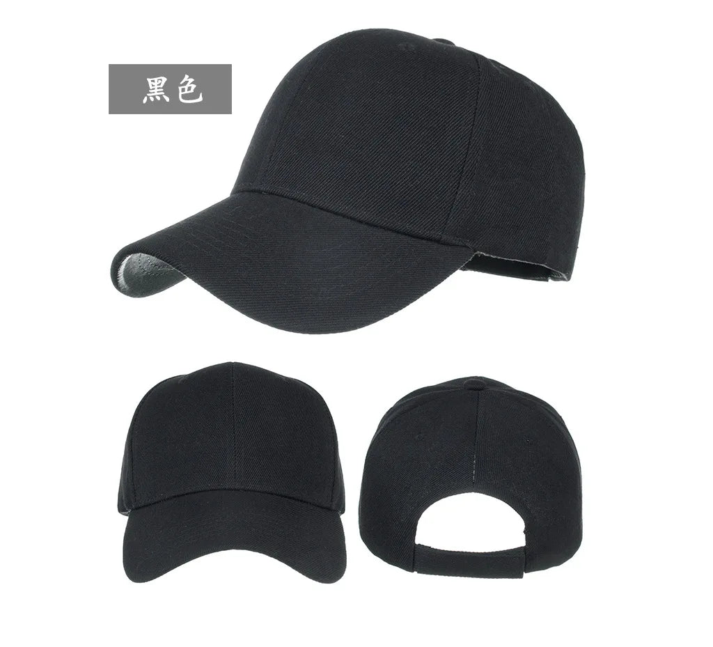Unisex solid color baseball cap by TrendLux Wear, 5-panel structured hat in various colors, shown in a close-up image.
