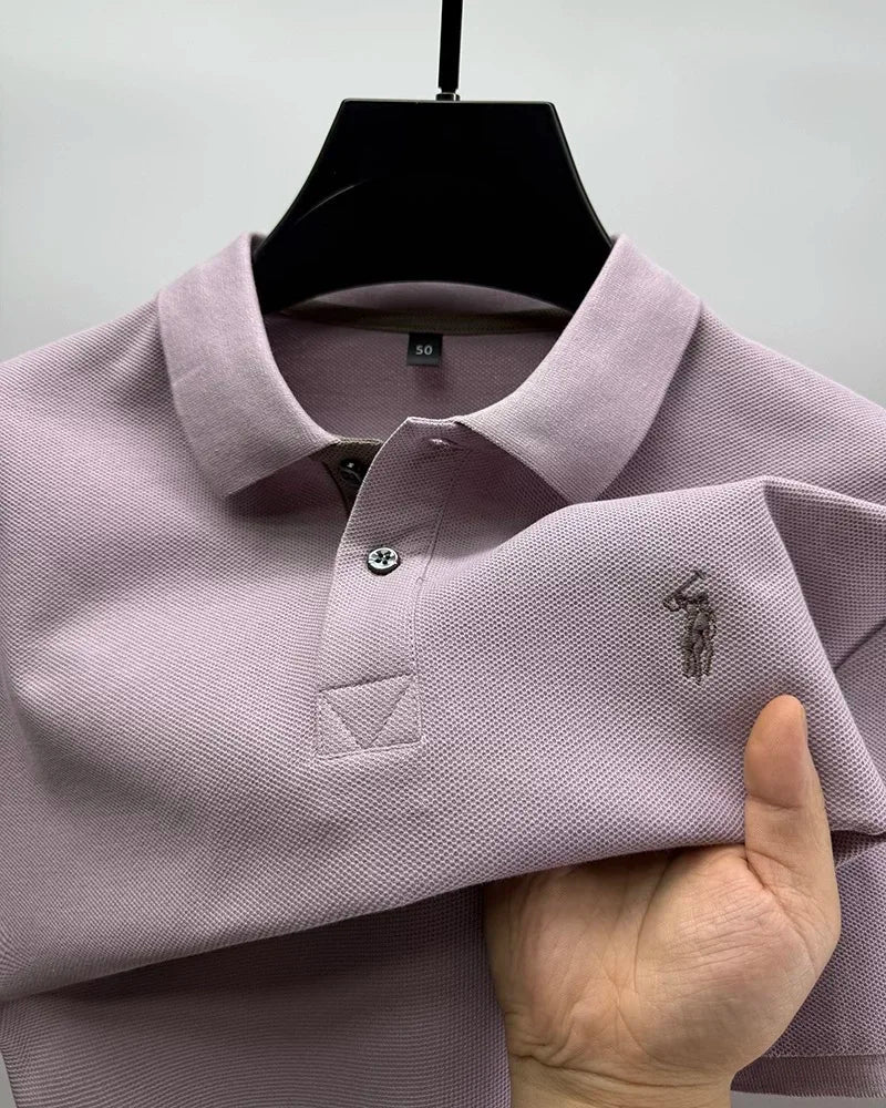 Men's Smart-Casual Embroidered Cotton Polo