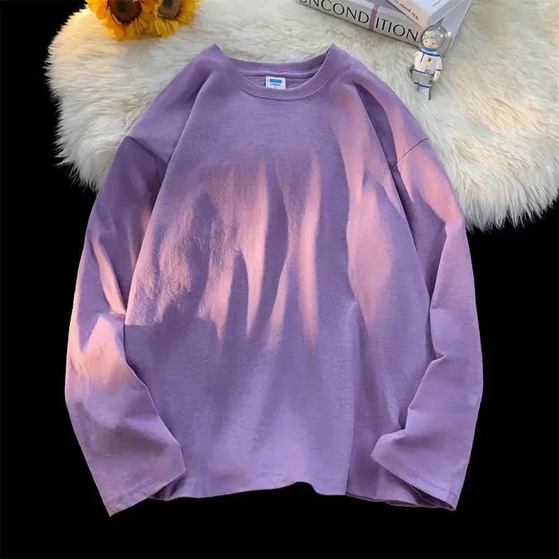 Unisex oversized long sleeve blank T-shirt from My Store 5 in various colors, featuring a casual streetwear style.