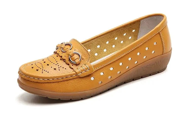 Women's breathable hollow wedge loafer pumps by TrendLux Wear, featuring stylish design and comfortable slip-on shoes.