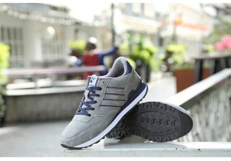 Men's luxury suede running sneakers by TrendLux Wear featuring breathable, anti-odor sport shoes with stylish design and comfortable fit.