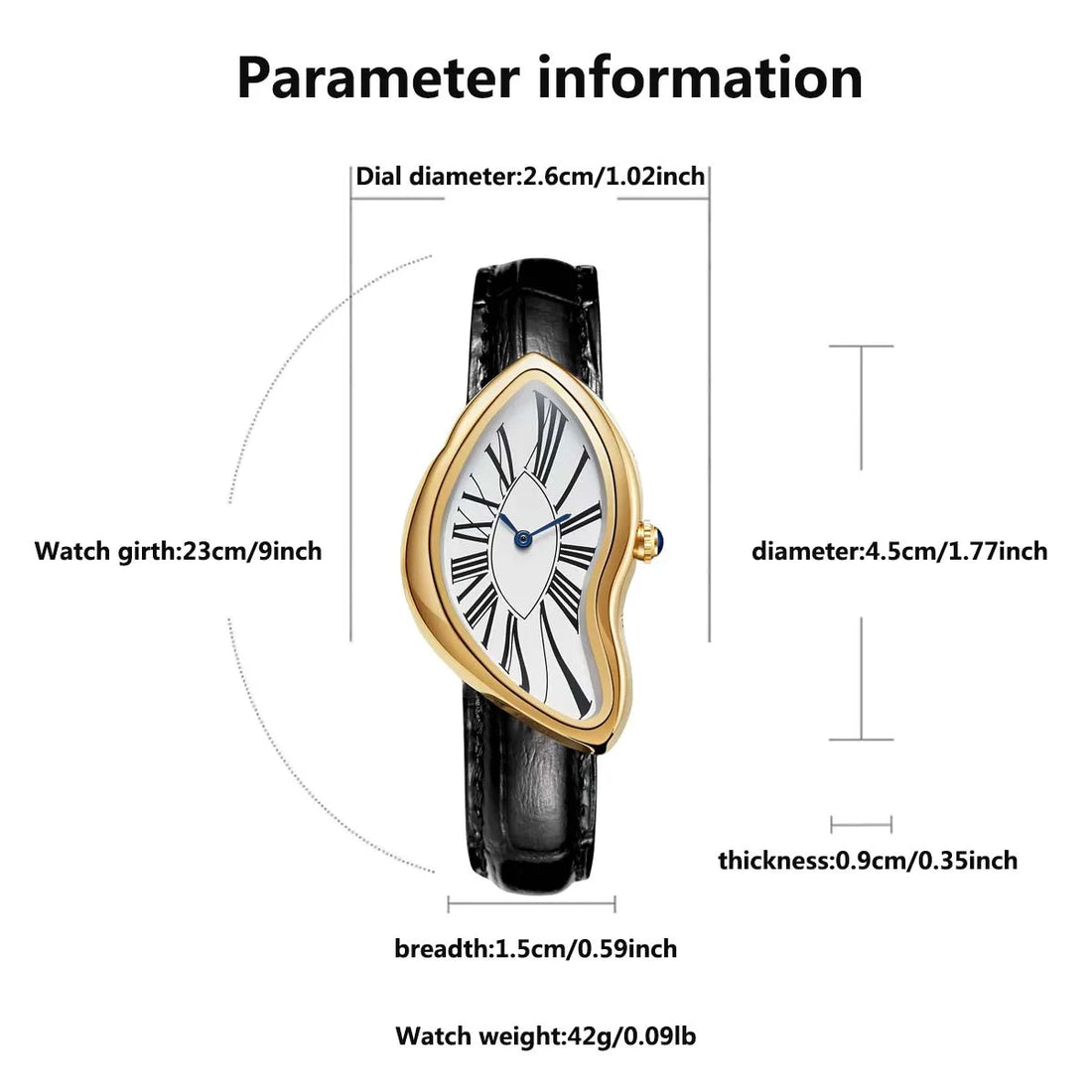 TrendLux Women's Retro Y2K Irregular Creative Alloy Case Leather Strap Quartz Watch