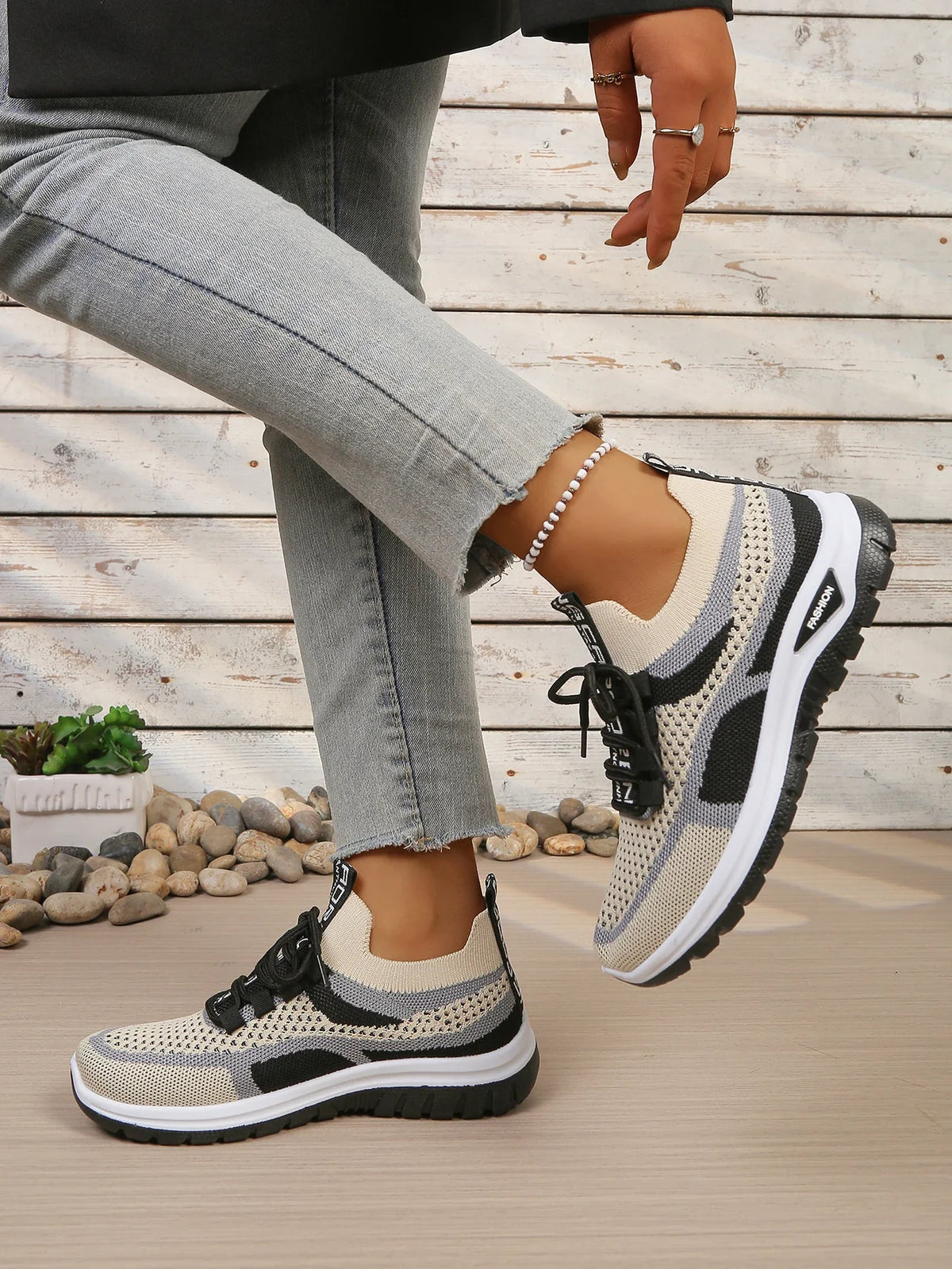 Women's Two-Tone Casual Sneakers | Lace-Up Fabric Low-Top Shoes | Summer 2026 - TrendLux Wear