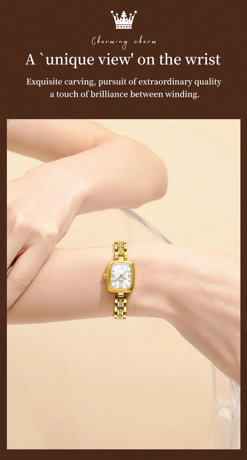 TrendLux OLEVS Women's Luxury Square Bracelet Luminous Waterproof Quartz Dress Watch