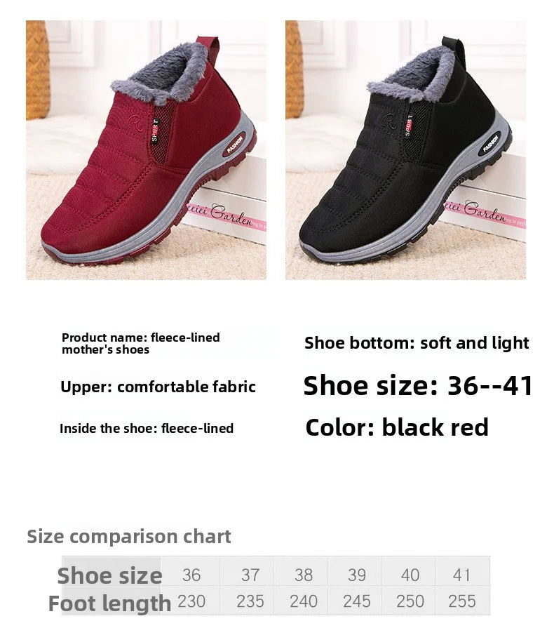Women’s Plush Winter Snow Boots – Warm Slip-On Ankle Booties with Rubber Sole