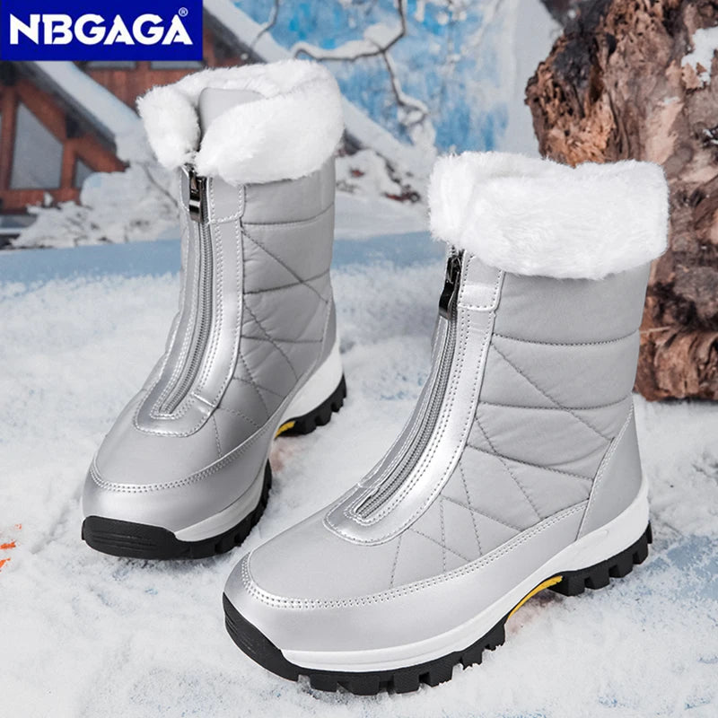 Women’s Fleece-Lined Winter Snow Boots – Non-Slip Warm High-Top Walking Boots