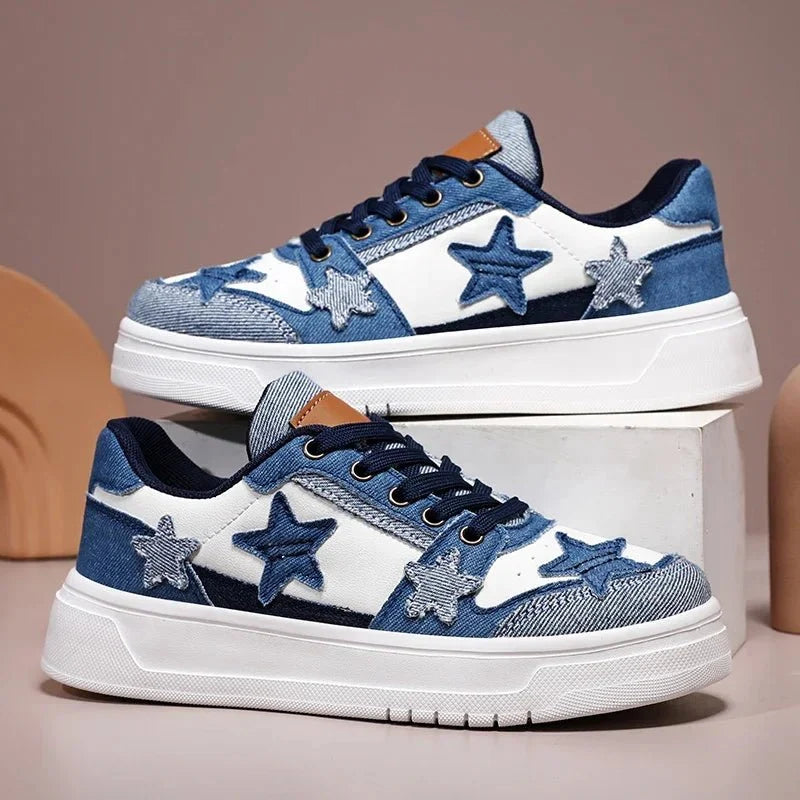 Men's breathable mesh tennis sneakers by TrendLux Wear, lightweight outdoor shoes in wide size range, showing side view and mesh design.