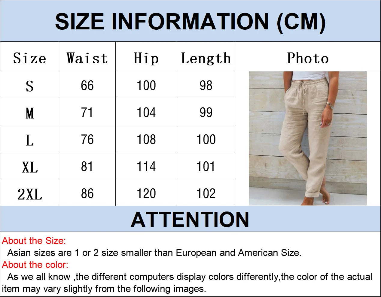 TrendLux Women's Cotton Linen Summer Pants – High Waist Casual Trousers