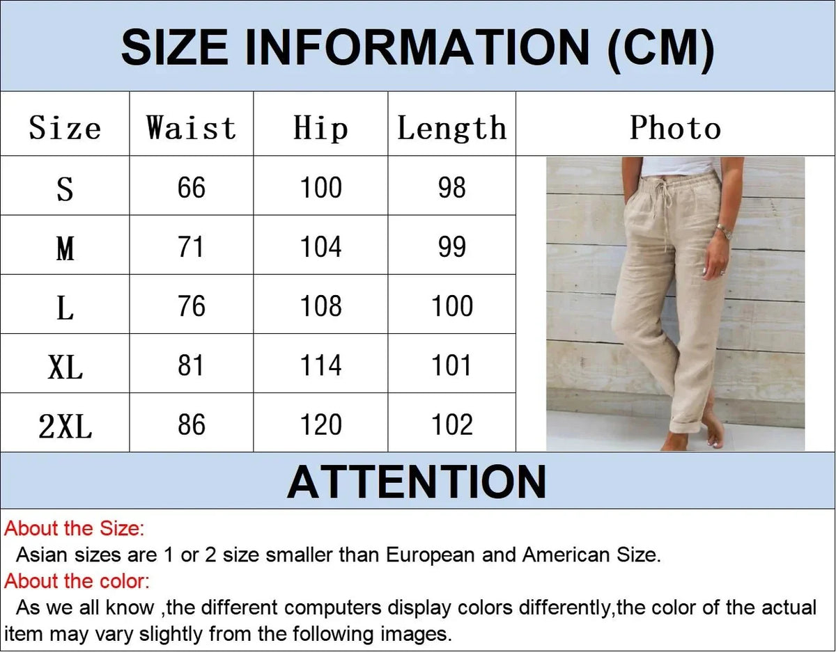Women's cotton linen summer high waist casual trousers by TrendLux Wear, shown in a relaxed fit with a stylish, breathable design.