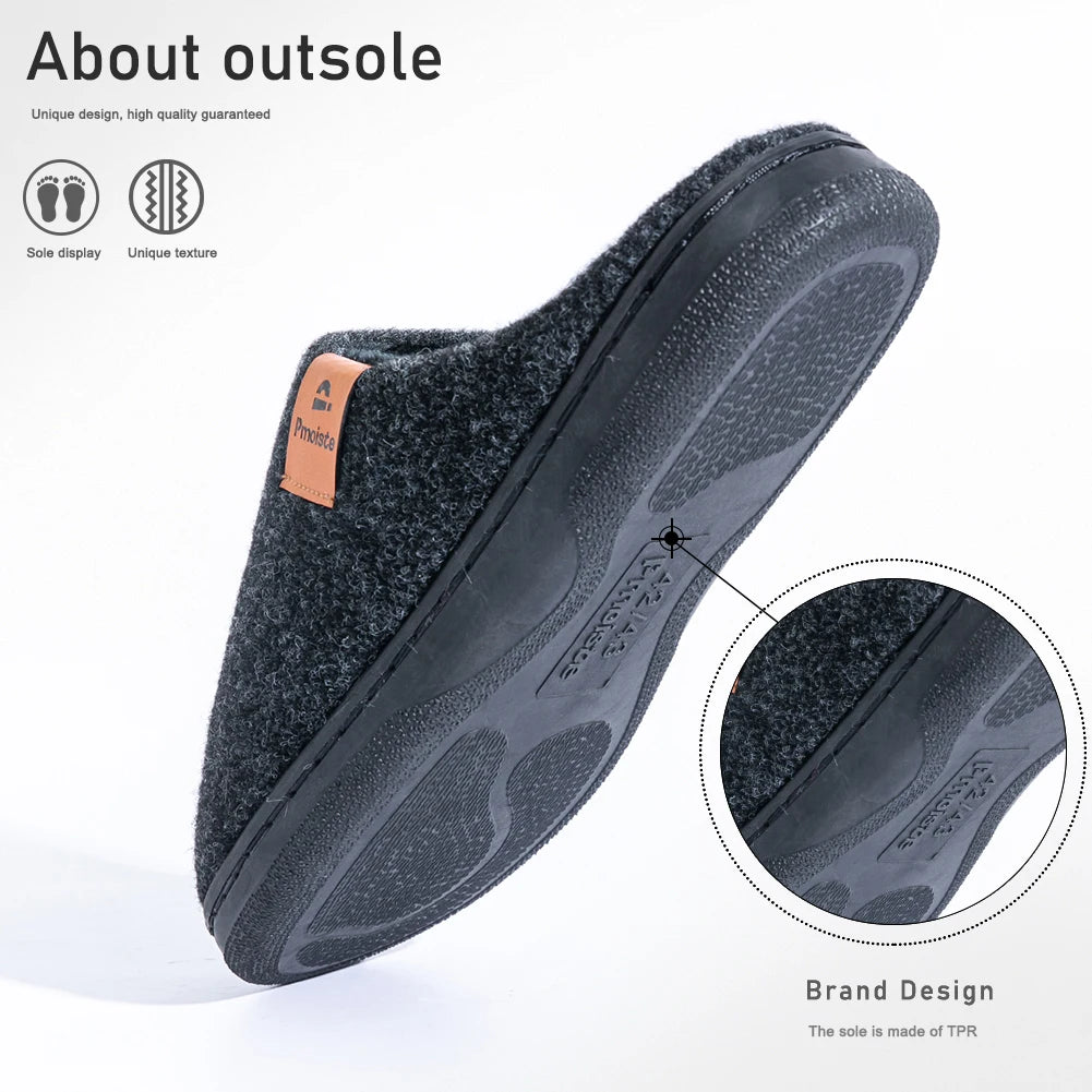 Men's Winter Felt Platform House Slippers – Cozy Non-Slip Indoor & Outdoor