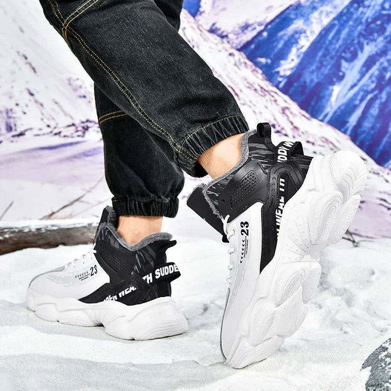 Men's Waterproof Winter Plush Sneaker Boots – Non-Slip Warm Snow Shoes