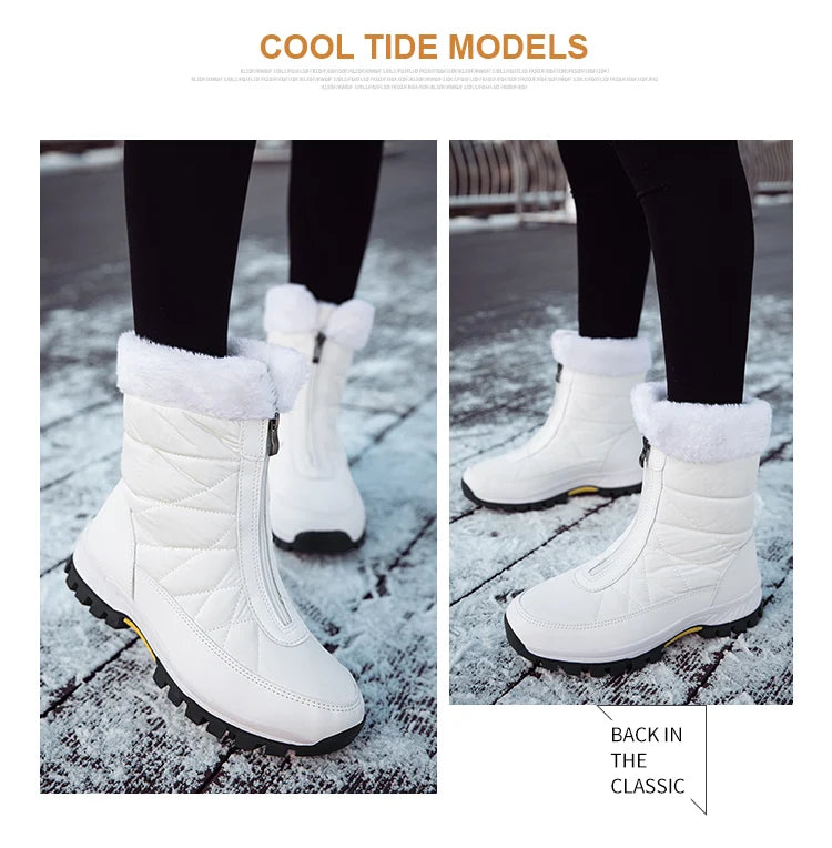 Women’s Fleece-Lined Winter Snow Boots – Non-Slip Warm High-Top Walking Boots