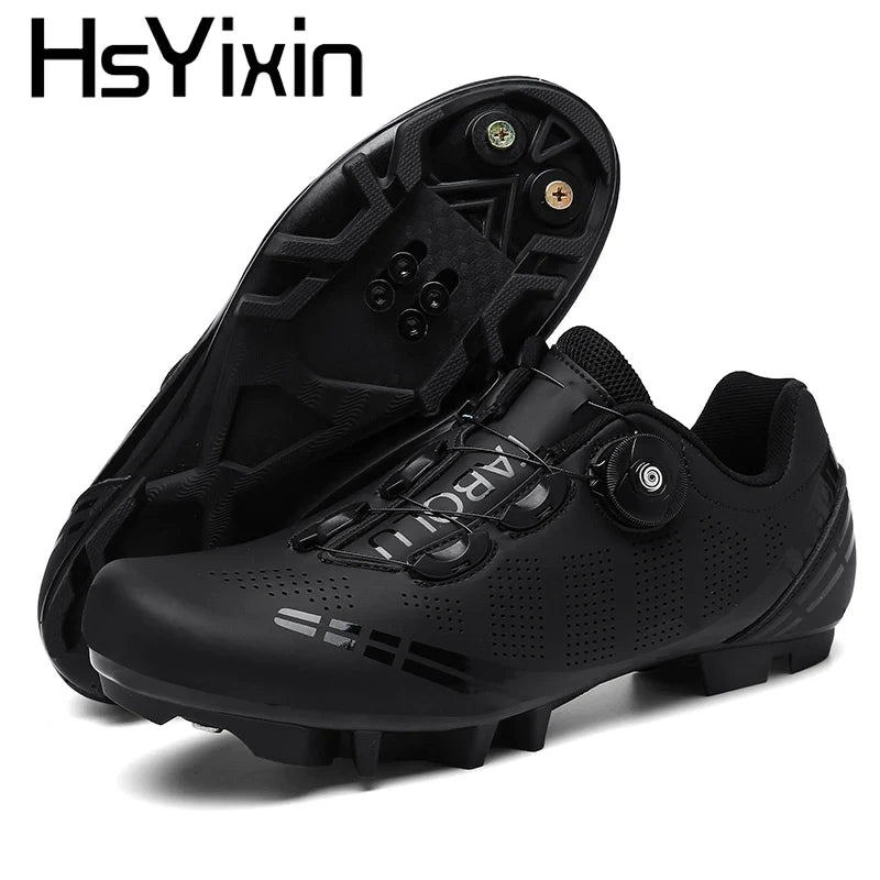 Men's TrendLux Wear MTB cycling shoes with black and gray design, featuring durable soles and secure strap closures.