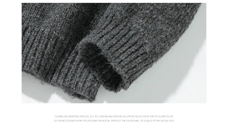 Men's oversized round neck pullover sweater by TrendLux Wear in warm polyester knit, available in three colors.