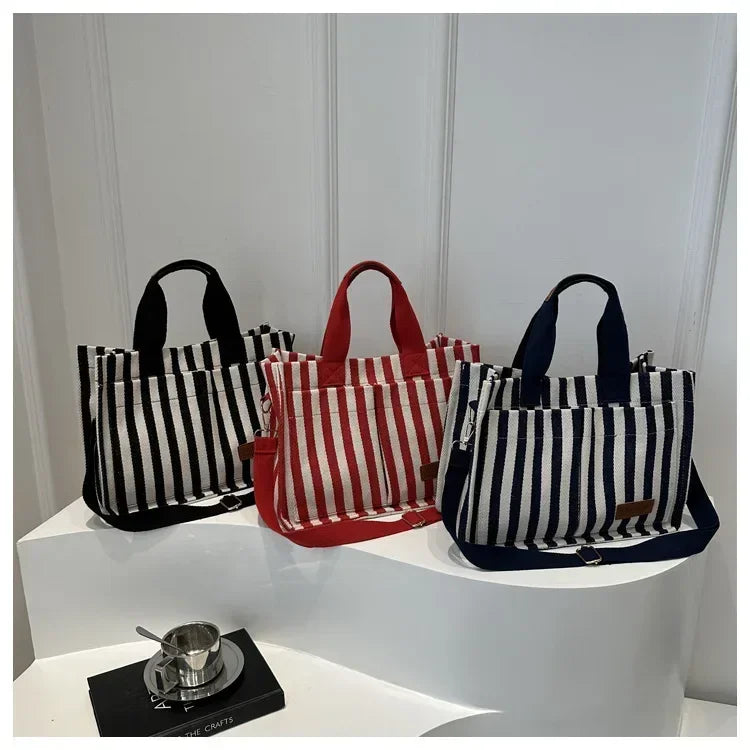 TrenLux Wear Women's Large Capacity Striped Shoulder Bag TrenLux Wear