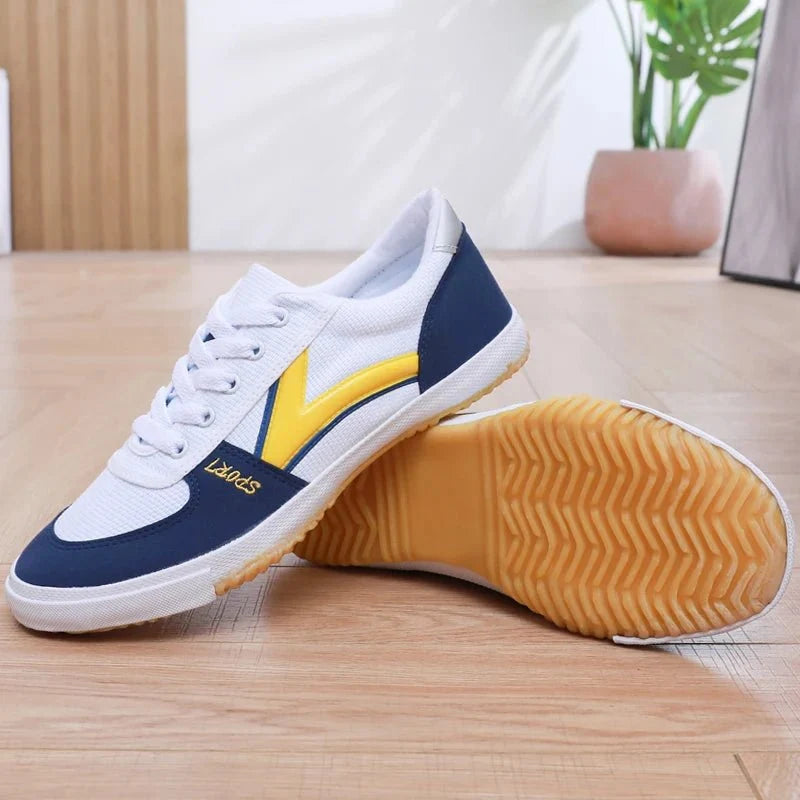 TrendLux Wear professional table tennis shoes with breathable mesh, anti-slip soles, designed for training and competition.