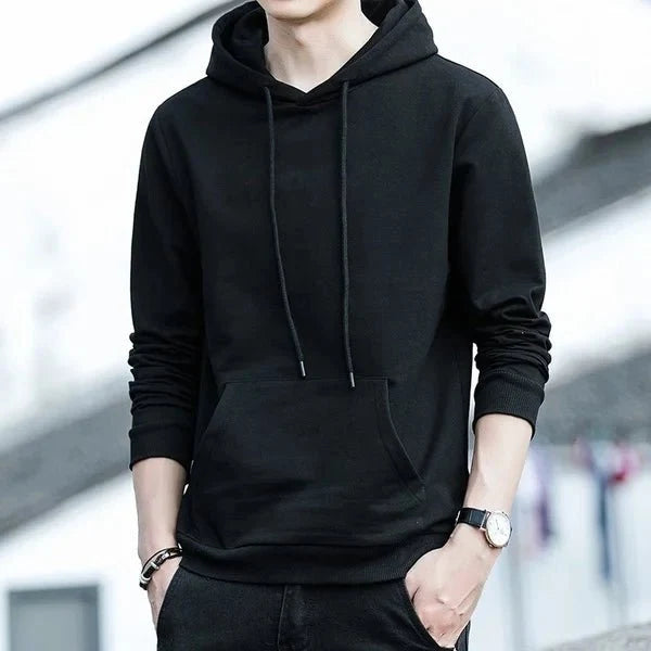 Men's Harajuku pullover hoodie by TrendLux Wear, casual streetwear sweatshirt in vibrant colors, front view.