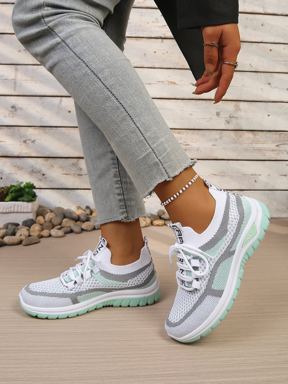 Women's Two-Tone Casual Sneakers | Lace-Up Fabric Low-Top Shoes | Summer 2026 - TrendLux Wear