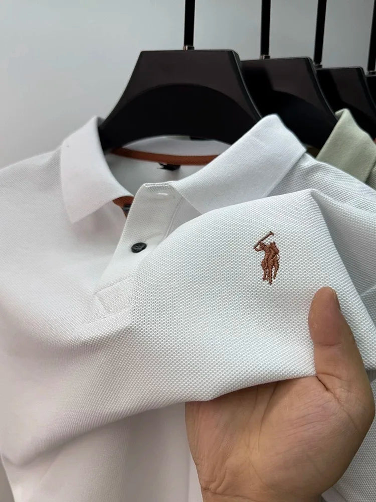 Men's Smart-Casual Embroidered Cotton Polo