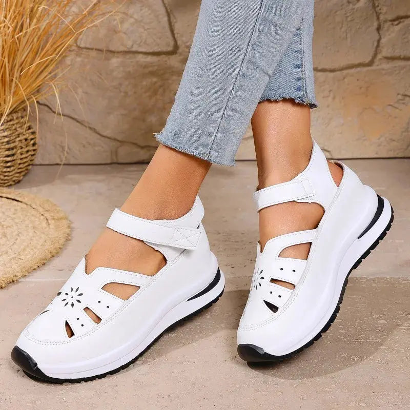 TrenLux Wear Women's PU Buckle Strap Closed Toe Wedge Office & Career Sandals TrenLux Wear