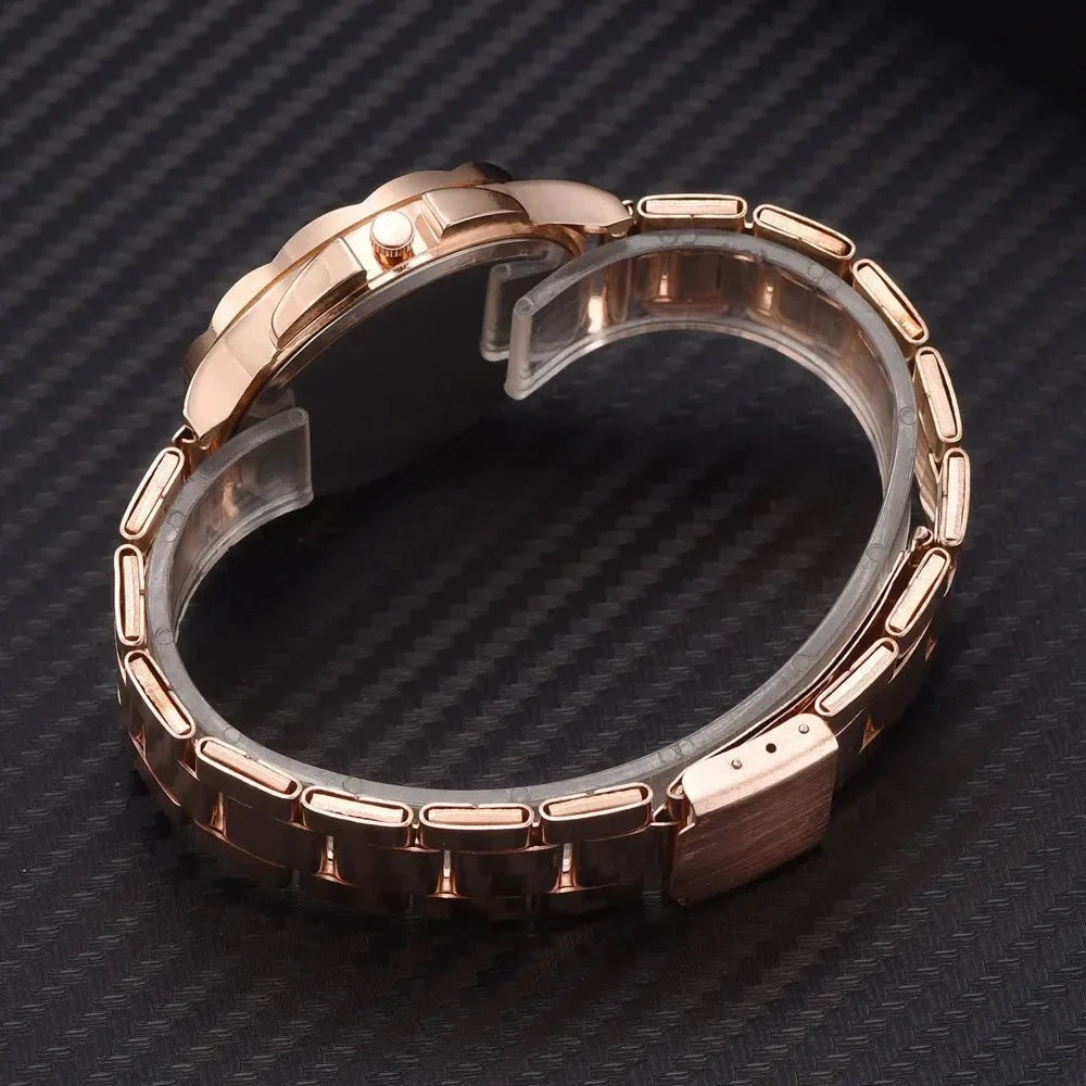 Women's Rose Gold Stainless Steel Watch by TrendLux Wear featuring a sleek round face and elegant design