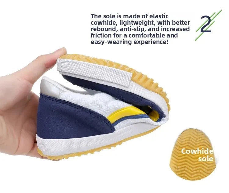 TrendLux Wear professional table tennis shoes with breathable fabric and anti-slip sole, designed for training and competition.