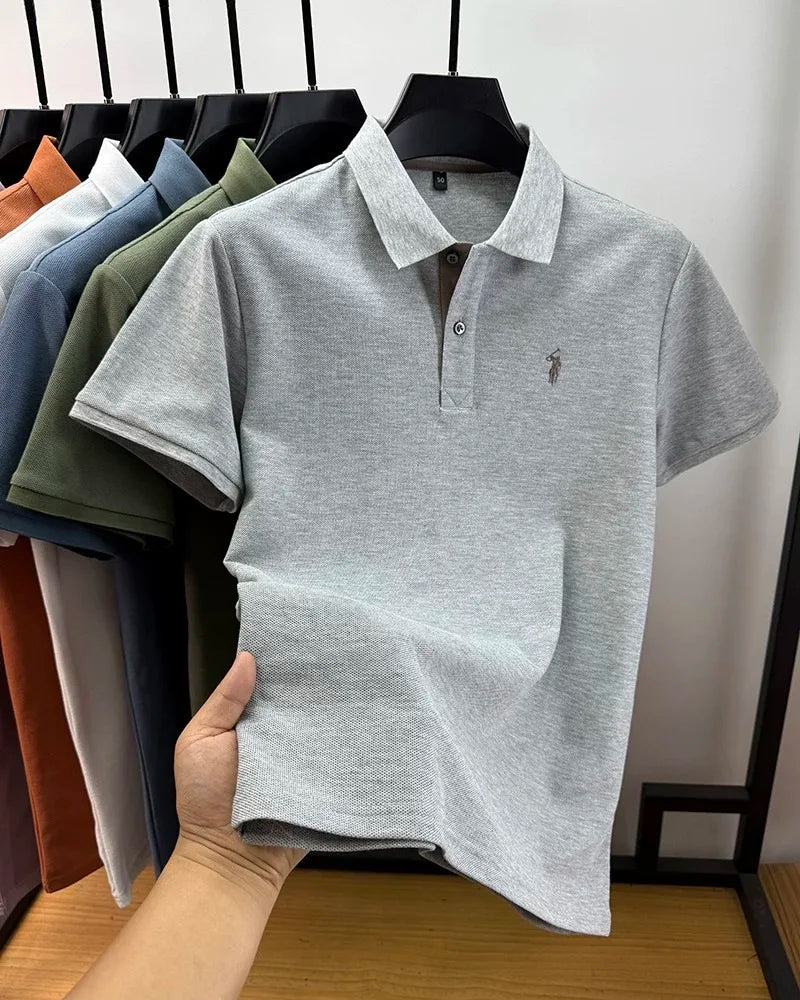 Men's Smart-Casual Embroidered Cotton Polo