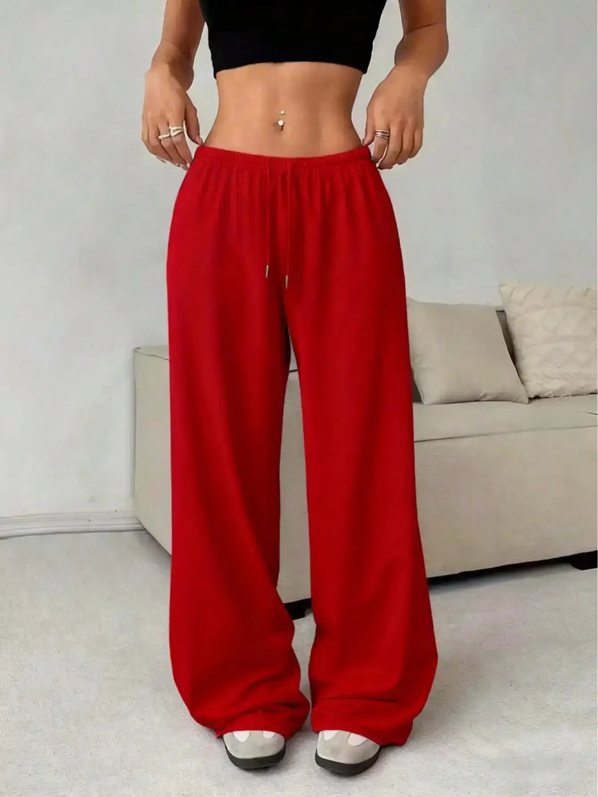 Women’s casual wide-leg jogging pants from TrendLux Wear, featuring a relaxed fit and comfortable fabric in a neutral color.