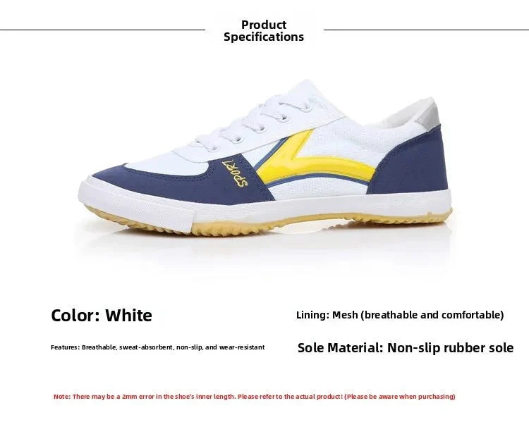 TrendLux Wear professional table tennis shoes with breathable mesh, anti-slip soles, designed for training and competition.
