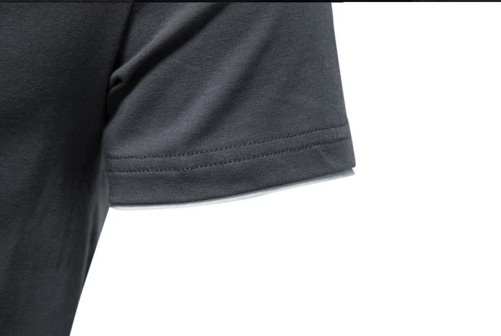 Men's slim fit Henley T-shirt by TrendLux Wear in black, white, or grey, made from moisture-wicking, breathable fabric.