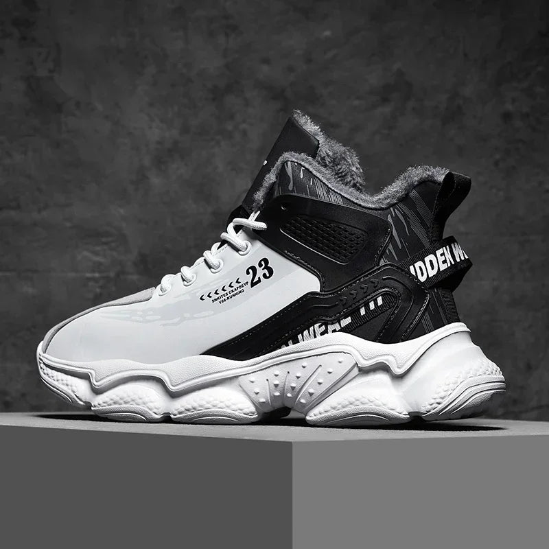 Men's Waterproof Winter Plush Sneaker Boots – Non-Slip Warm Snow Shoes