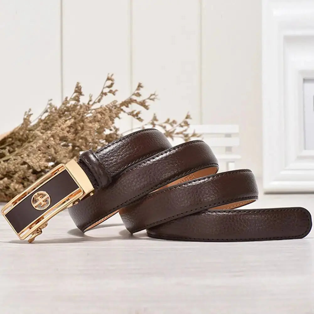 Women's Luxury Genuine Leather Belt — Automatic Buckle Waistband (105 cm) TrenLux Wear