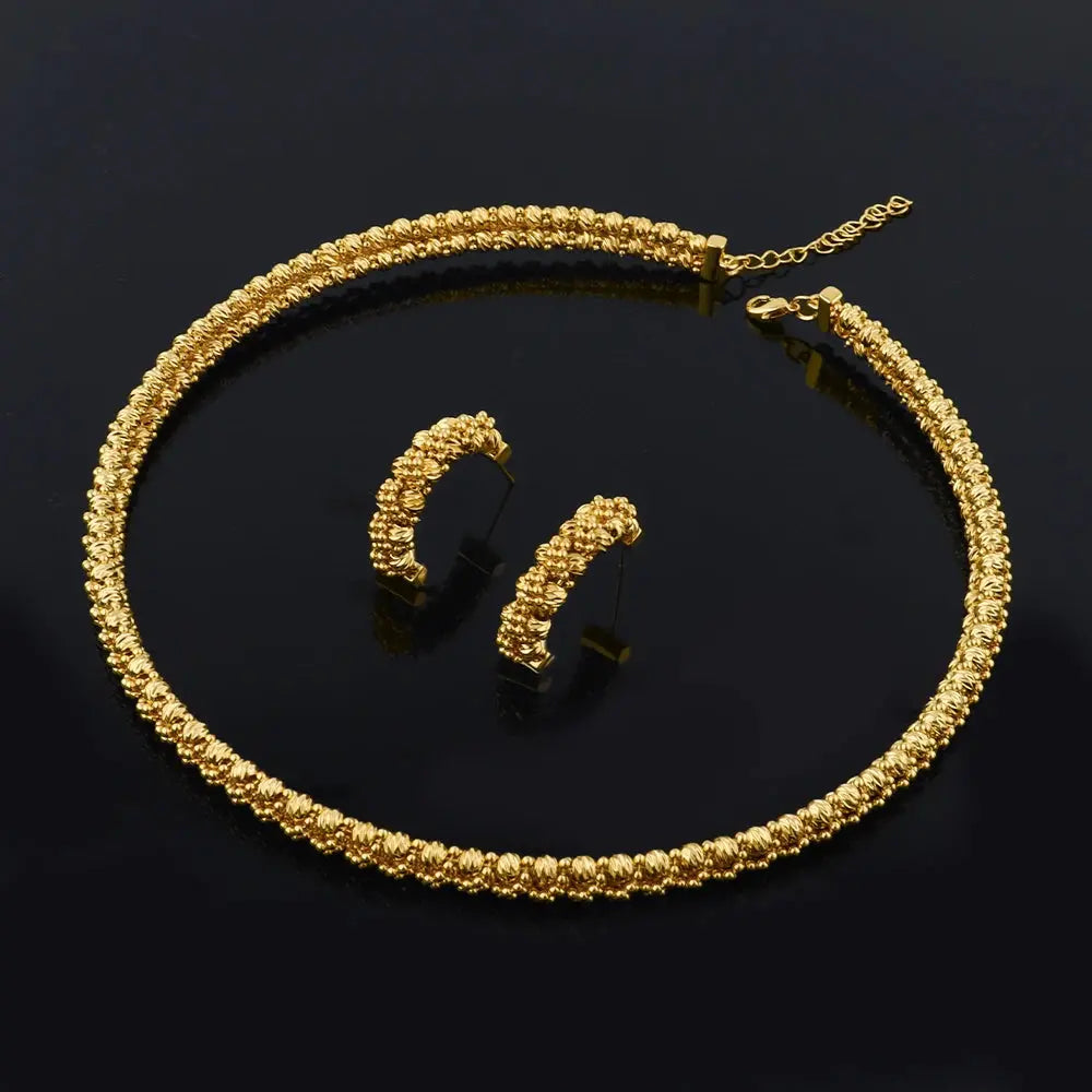 Women's Gold Plated Charm Jewellery Set — Necklace, Bracelet, Ring & Earrings for Party & Wedding TrenLux Wear