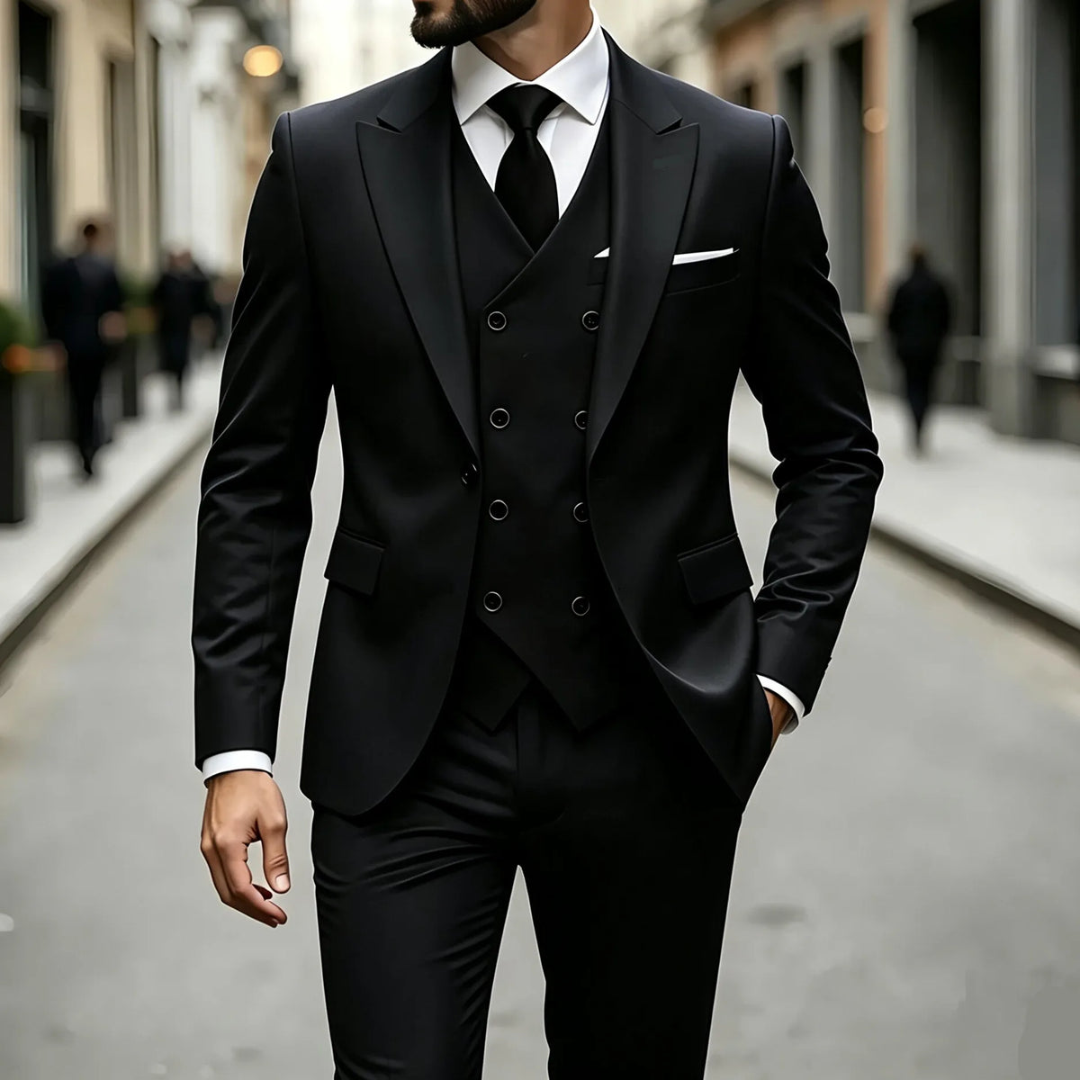 Men's Peak-Lapel Three-Piece Tuxedo Suit