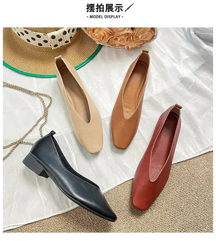 TrenLux Wear Women's Round-Toe Leather Loafer Flats — Versatile Slip-On Casual Shoes TrenLux Wear