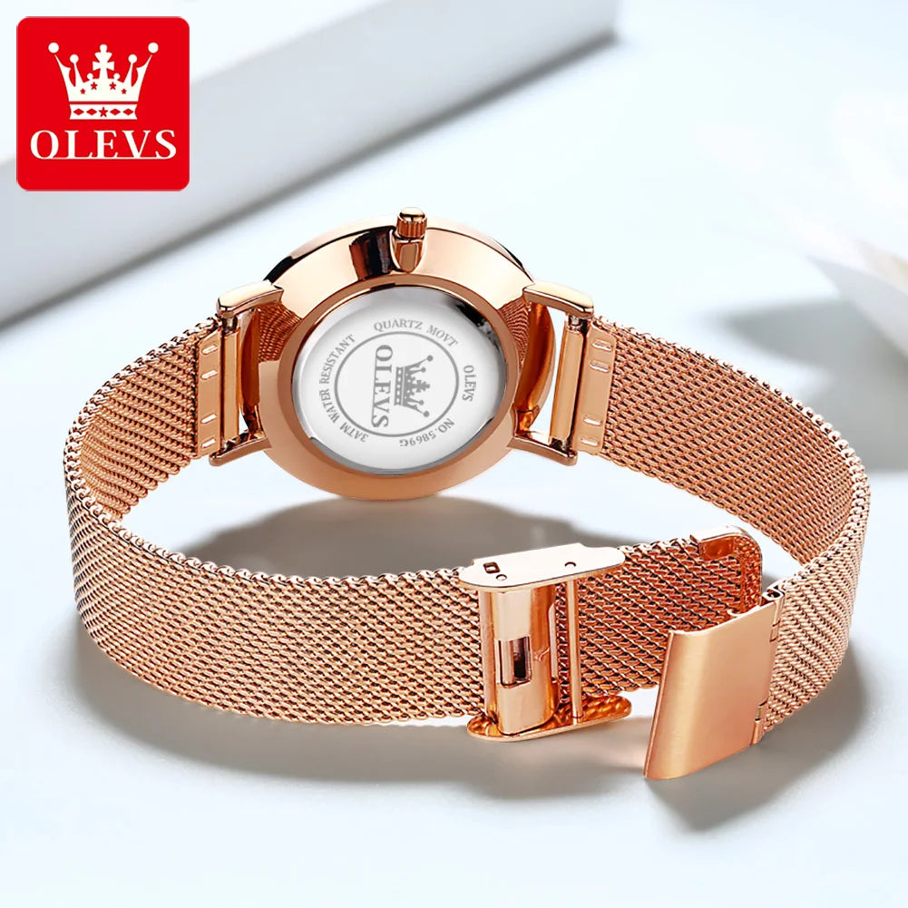 TrenLux Wear OLEVS Women's Rose Gold Luxury Stainless Steel Bracelet Quartz Gift Set TrenLux Wear