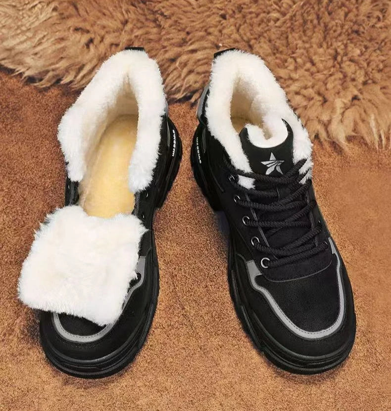 Men's Classic Retro Winter Snow Boots – Warm Plush Lace-Up Outdoor Shoes