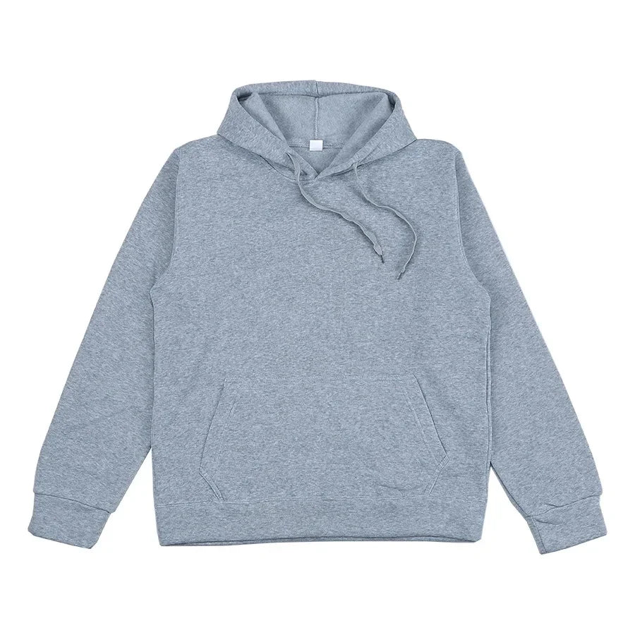 Unisex heavyweight American High Street hoodie by TrendLux Wear in plus size fleece pullover, showing front view with hood and logo.
