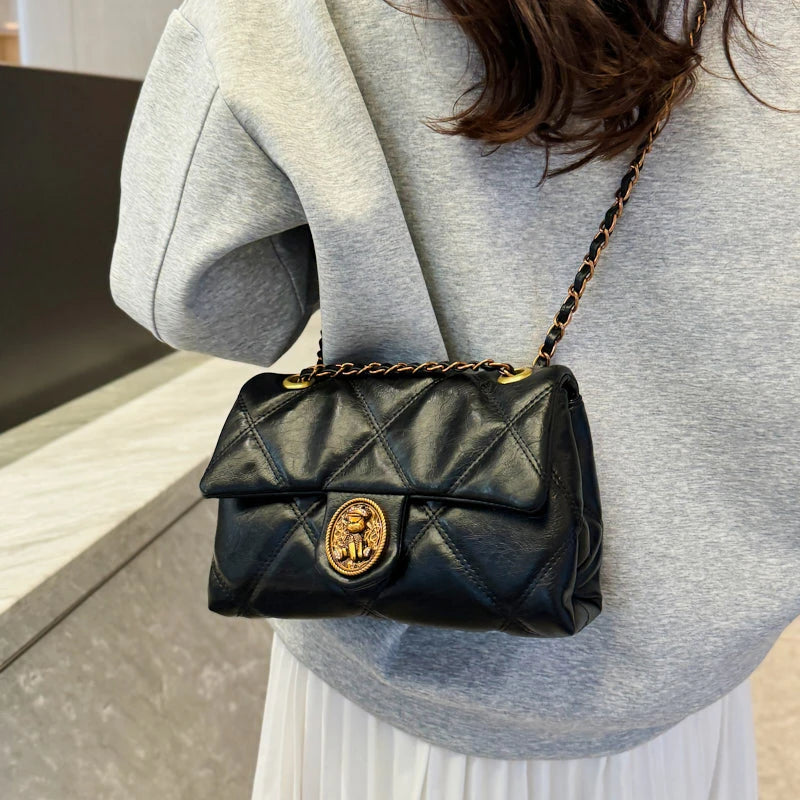 TrenLux Wear Women's Luxury Lingge Pattern Pure Leather Designer  Handbag TrenLux Wear