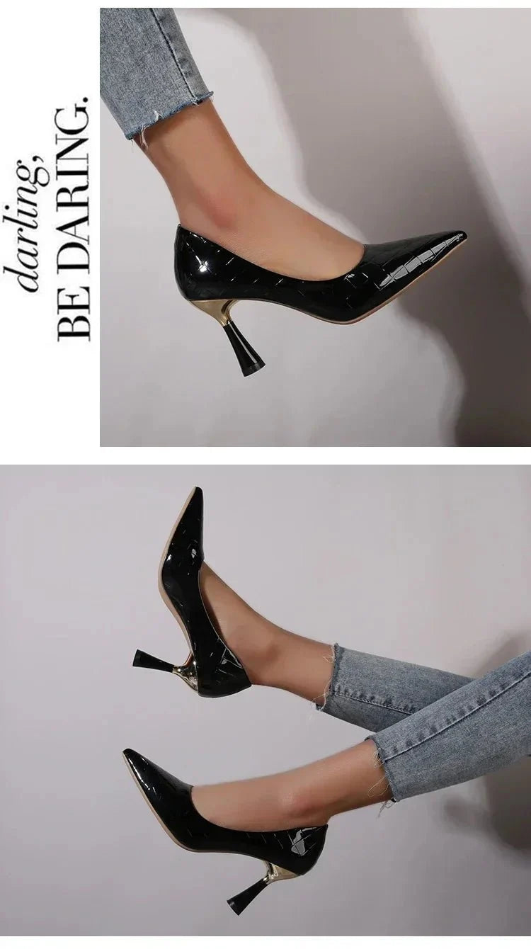 Women's Pointed Toe Stiletto Pumps | Slip-On High Heels for Office & Dress | Black Red White - TrendLux Wear