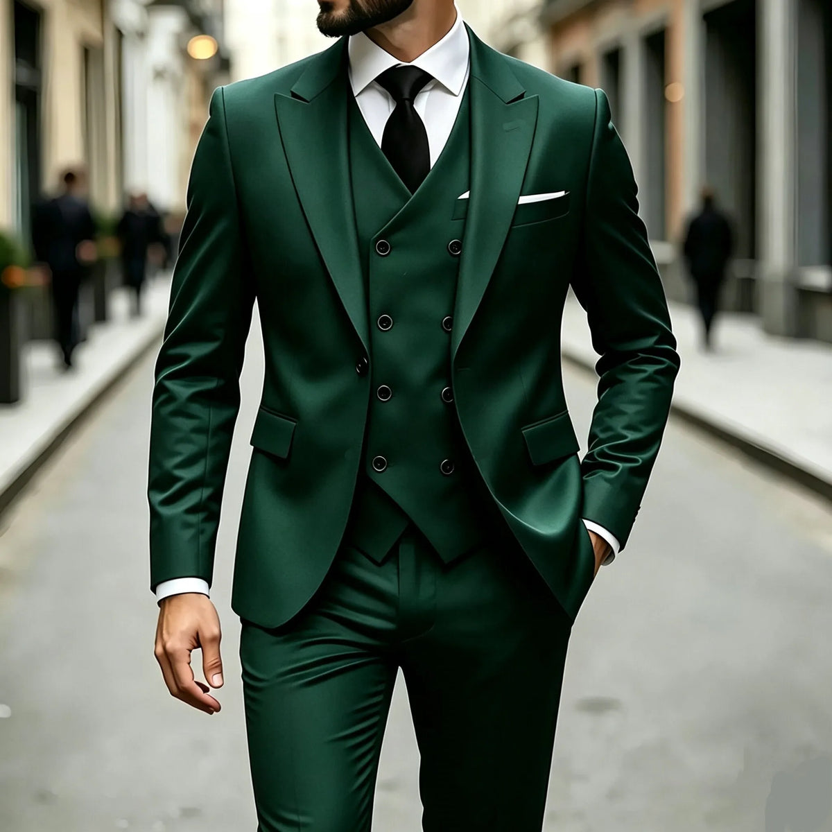 Men's Peak-Lapel Three-Piece Tuxedo Suit
