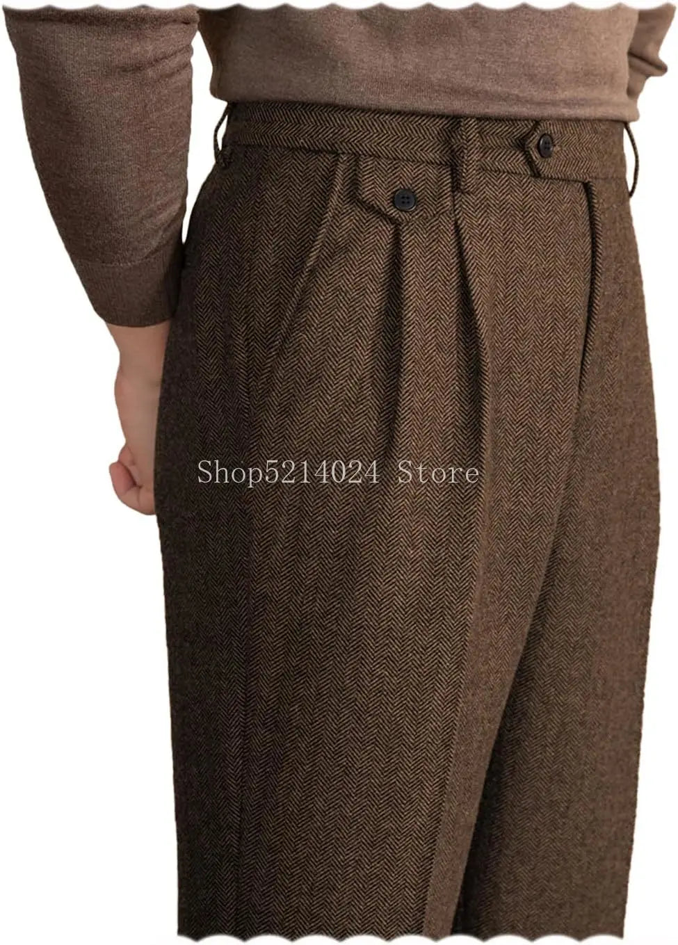 Men's Vintage Herringbone Dress Trousers