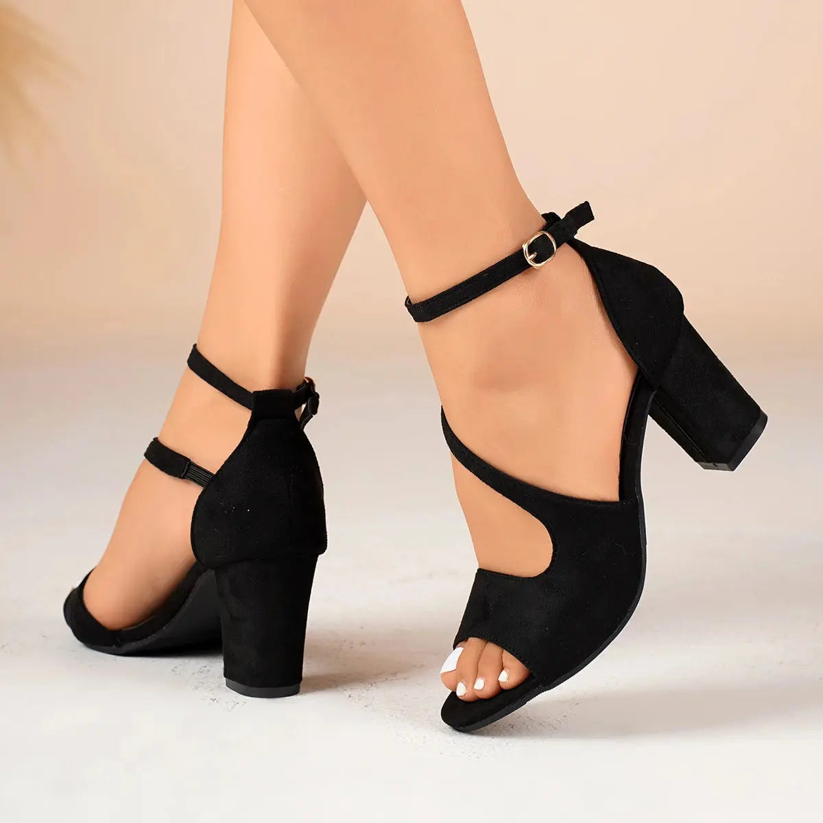 TrenLux Wear Women's Plus Size Zip Closure Heeled Open Toe Office Summer Sandals TrenLux Wear