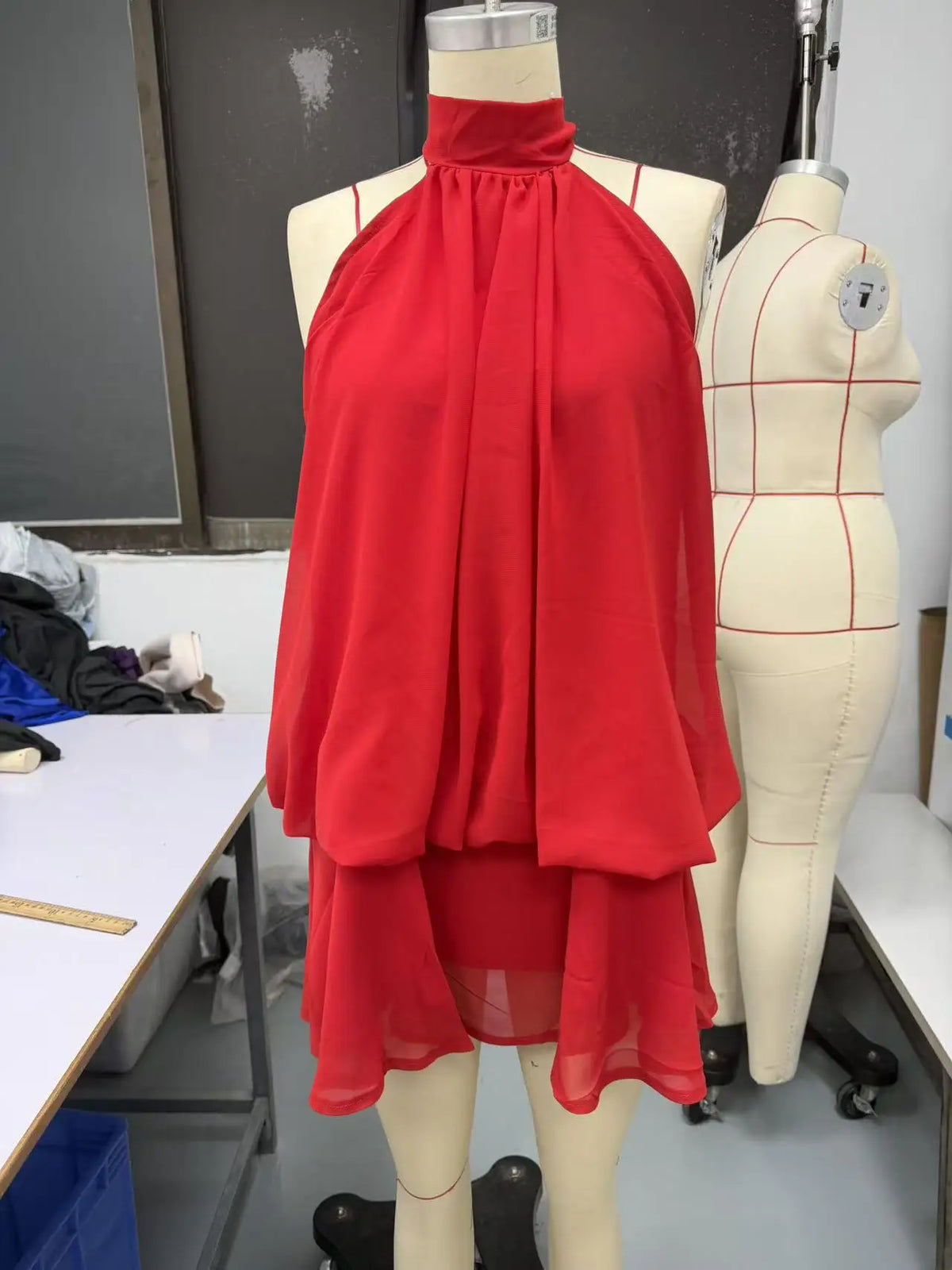 Women's polyester backless slim-fit A-line beach dress by The Glow Sanctuary, featuring a stylish and comfortable summer design.